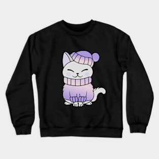 Cute Cozy Colorful Snow Winter Cat Kitty Crewneck Sweatshirt